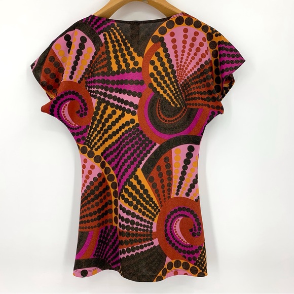 Copper Key Shimmery Kimono Style Plunging V-Neck Short Sleeve Top, Medium - Picture 13 of 16